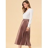 image:imageAllegra K Womens Elastic Waist Party Metallic Shiny Accordion Pleated Midi SkirtCopper