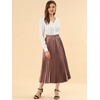 image:imageAllegra K Womens Elastic Waist Party Metallic Shiny Accordion Pleated Midi SkirtCopper