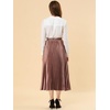 image:imageAllegra K Womens Elastic Waist Party Metallic Shiny Accordion Pleated Midi SkirtCopper