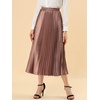 image:imageAllegra K Womens Elastic Waist Party Metallic Shiny Accordion Pleated Midi SkirtCopper