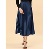 image:imageAllegra K Womens Elastic Waist Party Metallic Shiny Accordion Pleated Midi SkirtDark Blue