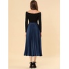 image:imageAllegra K Womens Elastic Waist Party Metallic Shiny Accordion Pleated Midi SkirtDark Blue