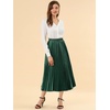 image:imageAllegra K Womens Elastic Waist Party Metallic Shiny Accordion Pleated Midi SkirtDrak Green