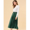 image:imageAllegra K Womens Elastic Waist Party Metallic Shiny Accordion Pleated Midi SkirtDrak Green