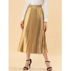 image:imageAllegra K Womens Elastic Waist Party Metallic Shiny Accordion Pleated Midi SkirtGold