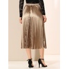 image:imageAllegra K Womens Elastic Waist Party Metallic Shiny Accordion Pleated Midi SkirtGoldbrown