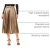 image:imageAllegra K Womens Elastic Waist Party Metallic Shiny Accordion Pleated Midi SkirtGoldbrown