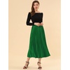 image:imageAllegra K Womens Elastic Waist Party Metallic Shiny Accordion Pleated Midi SkirtGreen