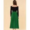 image:imageAllegra K Womens Elastic Waist Party Metallic Shiny Accordion Pleated Midi SkirtGreen
