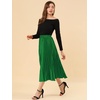 image:imageAllegra K Womens Elastic Waist Party Metallic Shiny Accordion Pleated Midi SkirtGreen