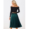 image:imageAllegra K Womens Elastic Waist Party Metallic Shiny Accordion Pleated Midi SkirtGreens