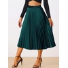 image:imageAllegra K Womens Elastic Waist Party Metallic Shiny Accordion Pleated Midi SkirtGreens
