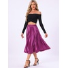 image:imageAllegra K Womens Elastic Waist Party Metallic Shiny Accordion Pleated Midi SkirtMauve