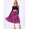 image:imageAllegra K Womens Elastic Waist Party Metallic Shiny Accordion Pleated Midi SkirtMauve