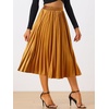 image:imageAllegra K Womens Elastic Waist Party Metallic Shiny Accordion Pleated Midi SkirtOrange