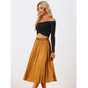 image:imageAllegra K Womens Elastic Waist Party Metallic Shiny Accordion Pleated Midi SkirtOrange