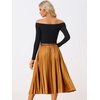 image:imageAllegra K Womens Elastic Waist Party Metallic Shiny Accordion Pleated Midi SkirtOrange