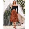 image:imageAllegra K Womens Elastic Waist Party Metallic Shiny Accordion Pleated Midi SkirtOrange Coffee