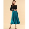 image:imageAllegra K Womens Elastic Waist Party Metallic Shiny Accordion Pleated Midi SkirtPeacock Blue