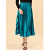 image:imageAllegra K Womens Elastic Waist Party Metallic Shiny Accordion Pleated Midi SkirtPeacock Blue