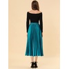 image:imageAllegra K Womens Elastic Waist Party Metallic Shiny Accordion Pleated Midi SkirtPeacock Blue