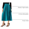 image:imageAllegra K Womens Elastic Waist Party Metallic Shiny Accordion Pleated Midi SkirtPeacock Blue