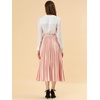image:imageAllegra K Womens Elastic Waist Party Metallic Shiny Accordion Pleated Midi SkirtPink