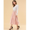 image:imageAllegra K Womens Elastic Waist Party Metallic Shiny Accordion Pleated Midi SkirtPink