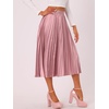 image:imageAllegra K Womens Elastic Waist Party Metallic Shiny Accordion Pleated Midi SkirtPink1
