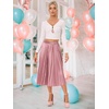 image:imageAllegra K Womens Elastic Waist Party Metallic Shiny Accordion Pleated Midi SkirtPink1