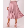 image:imageAllegra K Womens Elastic Waist Party Metallic Shiny Accordion Pleated Midi SkirtPink1