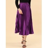 image:imageAllegra K Womens Elastic Waist Party Metallic Shiny Accordion Pleated Midi SkirtPurple
