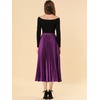 image:imageAllegra K Womens Elastic Waist Party Metallic Shiny Accordion Pleated Midi SkirtPurple