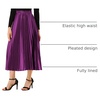 image:imageAllegra K Womens Elastic Waist Party Metallic Shiny Accordion Pleated Midi SkirtPurple