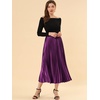 image:imageAllegra K Womens Elastic Waist Party Metallic Shiny Accordion Pleated Midi SkirtPurple