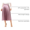 image:imageAllegra K Womens Elastic Waist Party Metallic Shiny Accordion Pleated Midi SkirtRose Purple