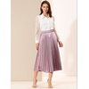 image:imageAllegra K Womens Elastic Waist Party Metallic Shiny Accordion Pleated Midi SkirtRose Purple
