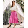 image:imageAllegra K Womens Elastic Waist Party Metallic Shiny Accordion Pleated Midi SkirtRose Red