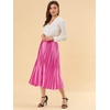 image:imageAllegra K Womens Elastic Waist Party Metallic Shiny Accordion Pleated Midi SkirtRose Red