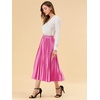 image:imageAllegra K Womens Elastic Waist Party Metallic Shiny Accordion Pleated Midi SkirtRose Red