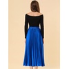 image:imageAllegra K Womens Elastic Waist Party Metallic Shiny Accordion Pleated Midi SkirtRoyal Blue