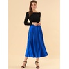 image:imageAllegra K Womens Elastic Waist Party Metallic Shiny Accordion Pleated Midi SkirtRoyal Blue