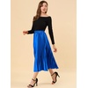 image:imageAllegra K Womens Elastic Waist Party Metallic Shiny Accordion Pleated Midi SkirtRoyal Blue