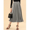 image:imageAllegra K Womens Elastic Waist Party Metallic Shiny Accordion Pleated Midi SkirtSilver Grey