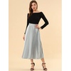 image:imageAllegra K Womens Elastic Waist Party Metallic Shiny Accordion Pleated Midi SkirtSilver Tone