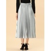 image:imageAllegra K Womens Elastic Waist Party Metallic Shiny Accordion Pleated Midi SkirtSilver Tone