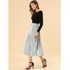 image:imageAllegra K Womens Elastic Waist Party Metallic Shiny Accordion Pleated Midi SkirtSilver Tone