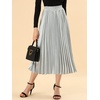 image:imageAllegra K Womens Elastic Waist Party Metallic Shiny Accordion Pleated Midi SkirtSilver Tone