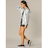 image:imageAllegra K Womens Holographic Shiny Zipper Hooded Metallic Jackets  Special material for special occasions Elastic trim with shimmer Trendy for club holidaySilver