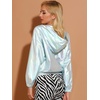 image:imageAllegra K Womens Holographic Shiny Zipper Hooded Metallic Jackets  Special material for special occasions Elastic trim with shimmer Trendy for club holidayHolographic